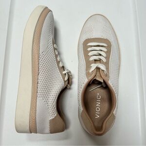Vionic Galia Comfort Sneakers, women’s size 7.5. White / tan. Worn once.